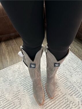 Tony Lama Taupe Embossed Western Knee Boots size 9